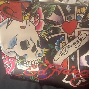 Ed Hardy Skull and Heart Multicolor Tote
